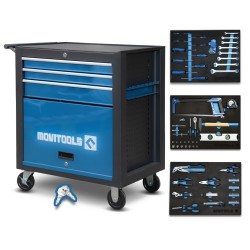Servante d'atelier 3 tiroirs + espace de rangement + accessoires - Movitools