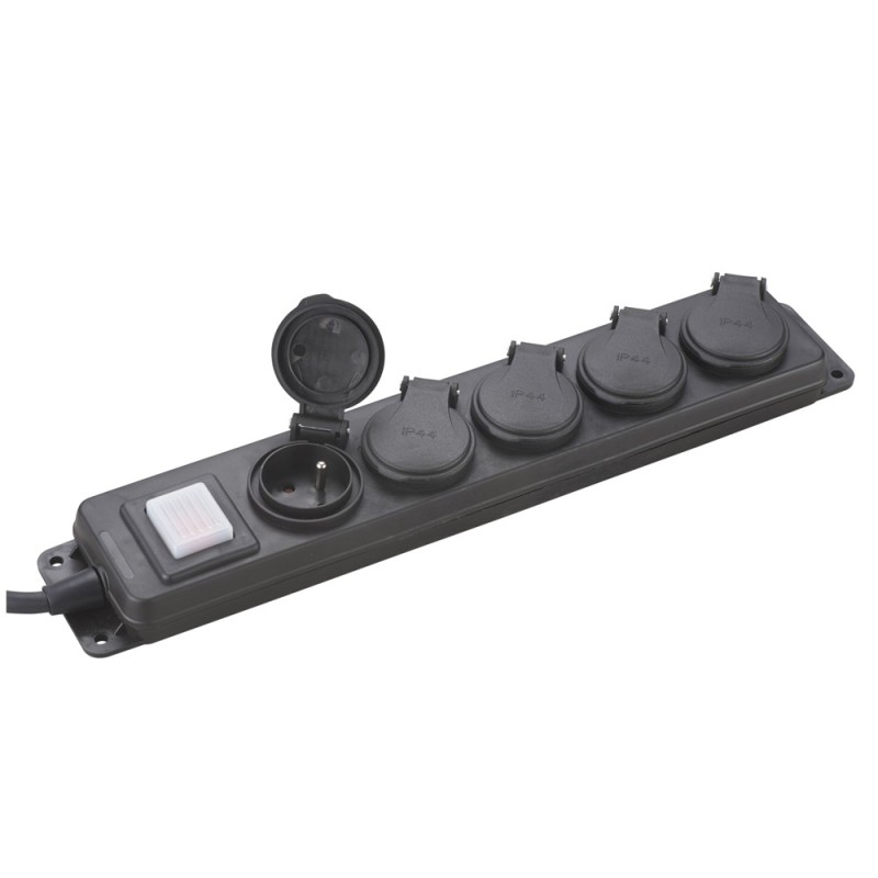 Bloc 5 prises étanche + interrupteur - 3x1.5mm²