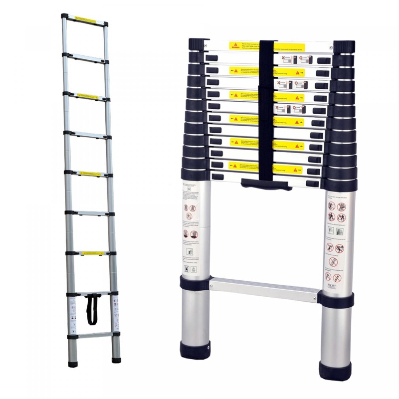Herzberg HG-5260: Echelle télescopique en aluminium avec pied antidérapant - 2.6M