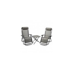 Lot de 2 chaises longues + table pliable