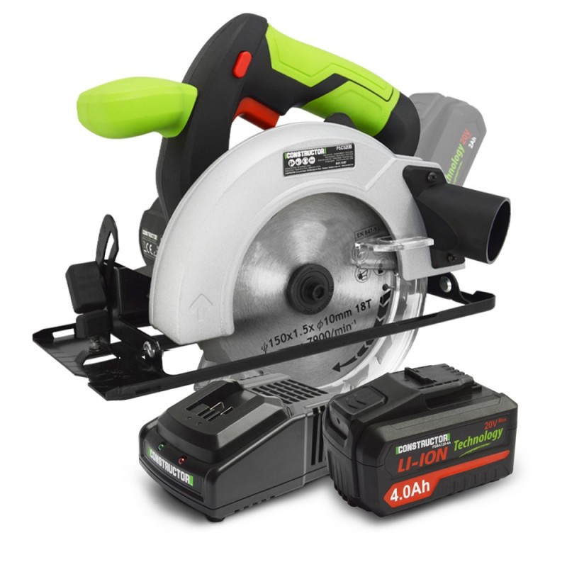 Scie circulaire max 20V + batterie 4Ah + chargeur - Lame 150mm 18 dents - Constructor