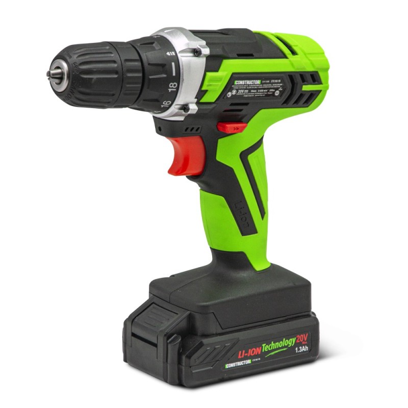 Perceuse visseuse 20V lithium - Vitesse variable - Mandrin auto serrant 10mm - Constructor