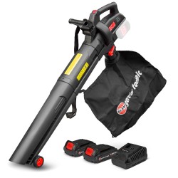 Aspirateur souffleur broyeur rechargeable 2x20V livré avec batteries et chargeur