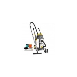 Aspirateur eau et poussières 1600W - 30L inox - 27 Kpa avec prise intégrée et bouchon de vidange