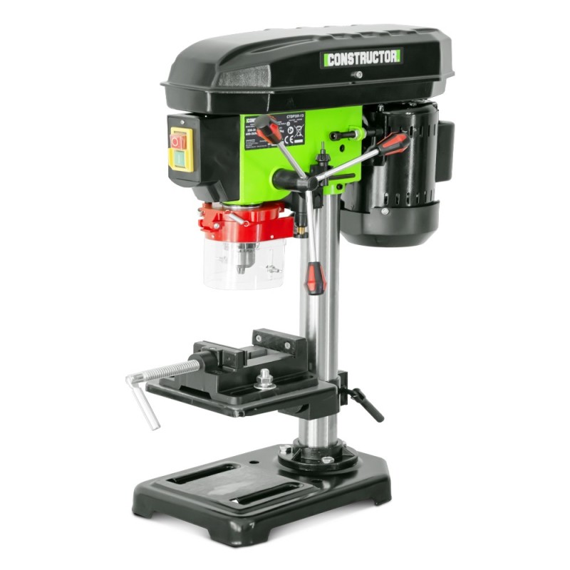 Perceuse à colonne 350W avec étau et laser - 13mm - 5 vitesses - Constructor