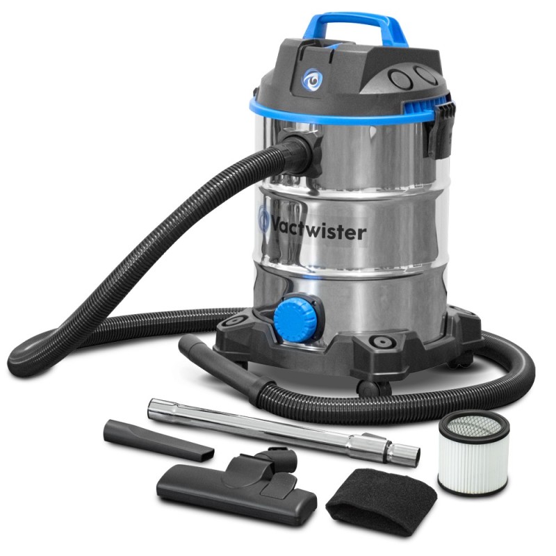 Aspirateur eau et poussières 1400W - 30L inox - 18 Kpa avec soufflerie et bouchon de vidange  - Vactwister
