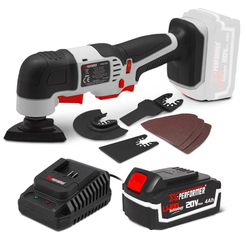 Outil multifonctions sans fil 20V + accessoires - avec batterie 4Ah - X-Performer