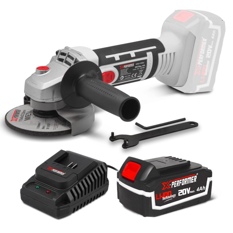 Meuleuse d'angle sans fil 20V - 115mm avec batterie 4Ah - X-Performer