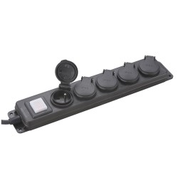 Bloc 5 prises étanche + interrupteur - 3x1.5mm²
