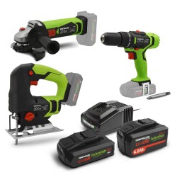 Kit 3 machines sans fil 20V + 2 batteries et 1 chargeur - Constructor