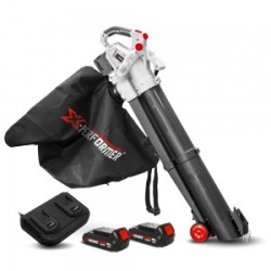 Aspirateur souffleur broyeur rechargeable 2x20V avec batteries 2Ah - X PERFORMER