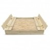 Bac à sable 120x120cm en bois avec couvercle rabattable - Couleur bois naturel - Elem Garden