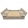Bac à sable 120x120cm en bois avec couvercle rabattable - Bois traité couleur gris - Elem Garden