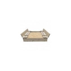Bac à sable 120x120cm en bois avec couvercle rabattable - Bois traité couleur gris - Elem Garden