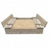 Bac à sable 120x120cm en bois avec couvercle rabattable - Bois traité couleur gris - Elem Garden