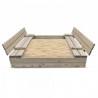Bac à sable 120x120cm en bois avec couvercle rabattable - Bois traité couleur gris - Elem Garden