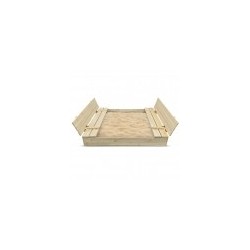 Bac à sable 140x140cm en bois avec couvercle rabattable - Couleur bois naturel - Elem Garden