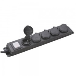 Bloc 5 prises étanche + interrupteur - 3x1.5mm²