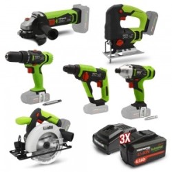 Kit 6 machines sans fil 20V + 3 batteries 4Ah et chargeur - Constructor