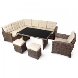 Salon de jardin polyrattan 9 places